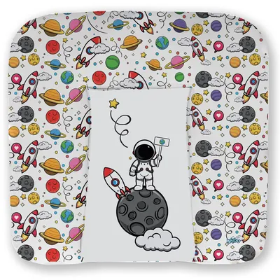 Zdjęcie produktu dla Kikido Mata do przewijania 70x75 cm - Mata do przewijania niemowląt - Wodoodporna, łatwa do czyszczenia - Motyw: Kosmonauta