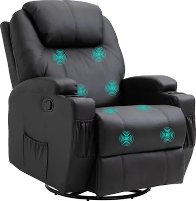Produktbild von Massagesessel Elektrisch Relaxsessel Fernsehsessel Massagefunktion 5 Massage-Modi Liegefunktion Kunstleder Holz Metall Schaumstoff Schwarz 84 x 92 x 109 cm