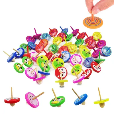 Image de Lot de 50 toupies en bois pour enfants