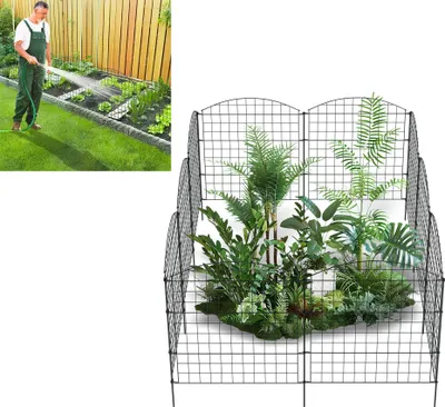 Obrázok produktu pre XINZI Plot pre rybník Plotové pletivo pre zvieratá, zasúvací plot, plot pre sliepky DIY, jednoduchá montáž s 10 plotovými prvkami a 12 upevňovacími tyčami, čierny