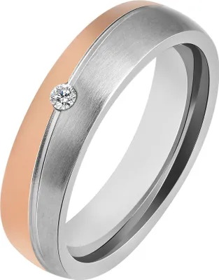 Produktbild von Akzent Damen-Partnerring, Edelstahl, Similistein, bicolor