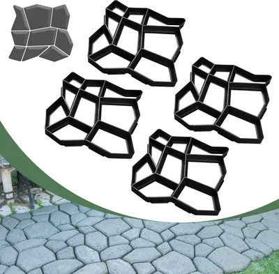 Produktbild von Hengda 4 Stk. Pflasterform 43*43*4 CM, Betonform DIY Gießform, aus Kunststoff, für Gehwegen Terrasse Garten Gehweg