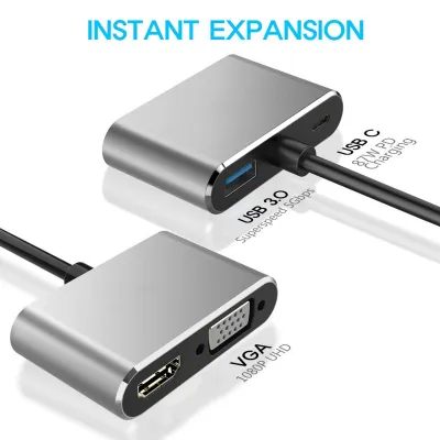 Produktbild von 4-in-1-Typ-C-Hub 4K VGA 1080p Dual Screen Display PD USB 3.0 USB-C Dockingstation