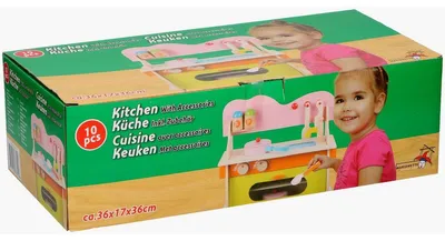 Obrázok produktu pre Detská kuchynka, kuchynka pre deti, drevená kuchynka vrátane 10-dielneho príslušenstva