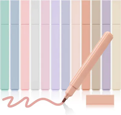 Produktbild von 12 PCS Colpart Ästhetische Pastell Textmarker für Journaling & Schulbedarf