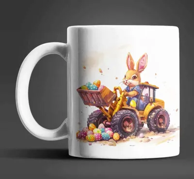 Produktbild von Osterhase Radlader Ostereier Ostern Kaffeetasse Teetasse Tasse Geschenkidee