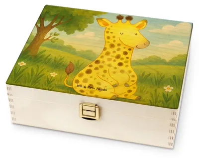 Produktbild von Mr. & Mrs. Panda teebox holz Giraffe Zufrieden Design - Weiß - Geschenk, für Paare, Teebeutel Aufbewahrung, teebeutelbehälter, Afrika, Glück, Abenteuer, Tee Box, Teedose