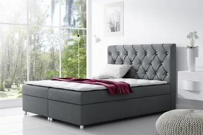 Produktbild von Boxspringbett Schlafzimmerbett DOLCE Polyesterstoff Grau 140x200cm
