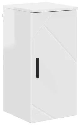 Produktbild von vidaXL Badezimmerschrank Wandmontiert Hochglanz Weiß 30 x 31,5 x 61 cm