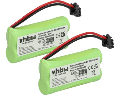 Produktbild von vhbw 2x Akku kompatibel mit Telstra V850a, Tesco ARC210 schnurlos Festnetz Telefon (800 mAh, 2,4 V, NiMH)