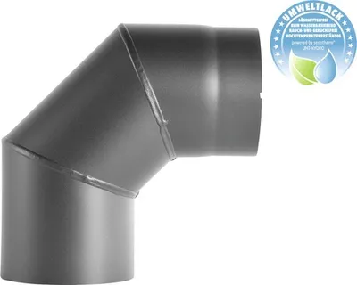 Produktbild von Bertrams Kaminrohrbogen 90° fest ohne Tür Ø130mm grau