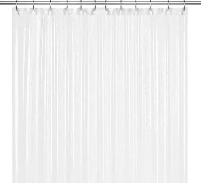 Imagen del producto de Cortina de ducha Unyqoos®: repelente al agua y resistente al moho, 100% PEVA (sin PVC/cloro), dobladillo reforzado con 3 imanes, 183 x 213 cm