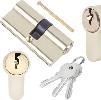 Produktbild von BAUSTER® Schließzylinder aus Messing mit 3 Schlüsseln, Zylinderschloss 30/35, Profilzylinder, Türschloss Ersatzzubehör, Türschloss Sicherheitsschloss