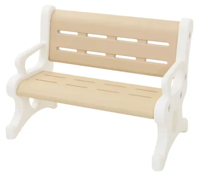 Obrázok produktu pre Detská lavička Joyz Outdoor z plastu, lavička pre deti od 3 rokov, 81,5 x 59,5 x 48 cm, hnedo-biela, odolná voči poveternostným vplyvom, s opierkami na ruky a ochranou proti prevráteniu