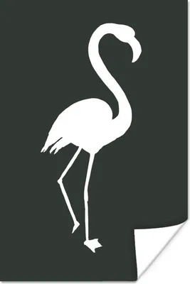 Produktbild von MuchoWow® Poster Scherenschnitt - Flamingo - Weiß 80x120 cm - Papierdruck