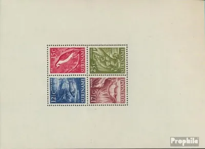 Produktbild von Briefmarken Suriname 1953 Mi Block1 (kompl.Ausg.) postfrisch Landestypische Motive
