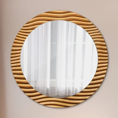 Produktbild von Ø70cm Modern Spiegel - Wandspiegel Wandmontage- Schlafzimmer - Holz Welle