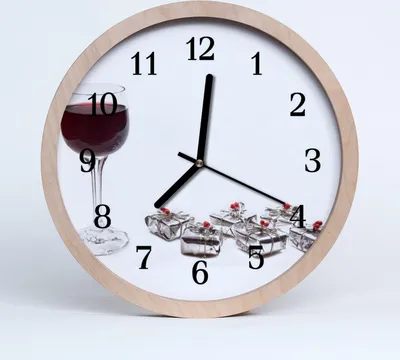 Produktbild von Holzuhr 30fi cm wanduhr - Weinglas Wohnzimmer