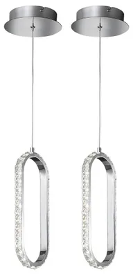 Produktbild von 2er Set LED Hängeleuchte, Chrom, verstellbar, Dimmbar, H 150cm