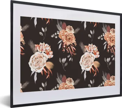 Produktbild von MuchoWow® Gerahmtes Poster Blumen - Blätter - Natur 40x30 cm - Poster mit Schwarzem Bilderrahmen Wandposter Rahmen Foto Bilder - Bilderrahmen - Poster im Rahmen