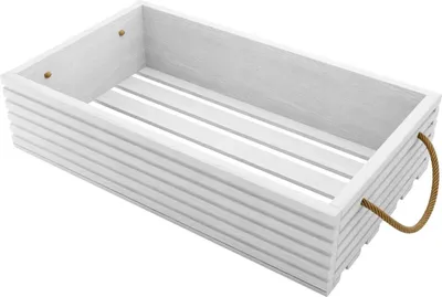 Obrázek produktu pro BOGATECO Přírodní dřevěná bedna | 60 cm x 35 cm x 14,5 cm | Dřevěná bedna | Dekorativní dřevěné bedny | Bedna na ovoce | Bedna na zeleninu | Dřevěná bedna pro skladování | Bedna | Bílá