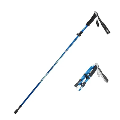 Imagen del producto de Bastones de trekking de aluminio, plegables, con empuñadura de EVA. Bastones telescópicos para senderismo, color azul