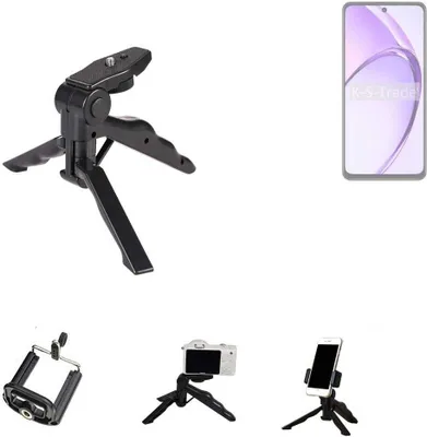 Produktbild von K-S-Trade Stativ Tisch-Ständer Dreibein Handy-Stativ Ständer kompatibel mit Oppo A3 CPH2669 Mini-Stativ Smartphone Tripod Handy-Stativ aus Plastik