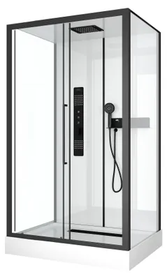 Immagine prodotto di Doccia completa MARWELL Doccia completa bianca Rettangolo 90 x 115 x 215 cm - Set completo incl. piatto doccia e rubinetto - Cabina doccia con ingresso frontale e profilo in alluminio di alta qualità