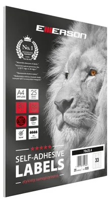 Produktbild von Emerson Art 033 Etiketten A4 70 mm x 25,4 mm Weiß, Packung mit 25 Blatt