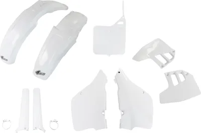 Obrázok produktu pre Súprava karosérie UFO PLAST, 9-dielna súprava plastových dielov s ochranou vidlice pre Suzuki RM 125 cm³, rok výroby 1992, farba: biela, OEM