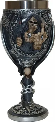 Produktbild von Gothic Kelch Becher Sensemann Stinkefinger Krug Trinkbecher Skull Humpen