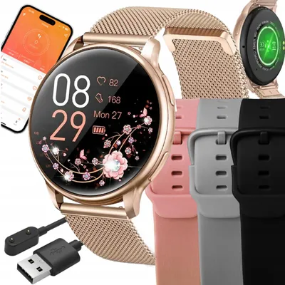 Produktbild von Damen-Smartwatch 1,39 Zoll Ip68, 4 Armbänder, polnisches Menü