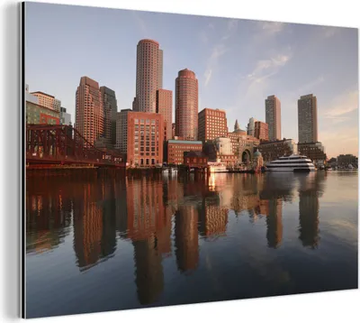 Obrázok produktu pre Nástenná dekorácia Kovový kovový obraz Wall Art 30x20cm Panoráma Bostonu Muchowow Hliníkové obrazy