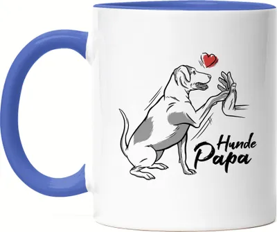Produktbild von Hundepapa Tasse Blau Mit Hund Motiv Für Hundebesitzer Hundeliebhaber