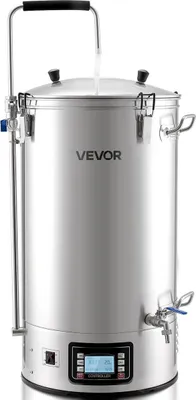 Immagine prodotto di Sistema di produzione birra elettrico, pentola da 16 galloni/60 litri, potenza 3000 W. Impianto di produzione birra domestico all-in-one con memoria ricette, dispositivo di fermentazione e bollitura con modalità automatica/manuale e pannello di controllo, temperatura 25-100 °C e timer 1-180 min.