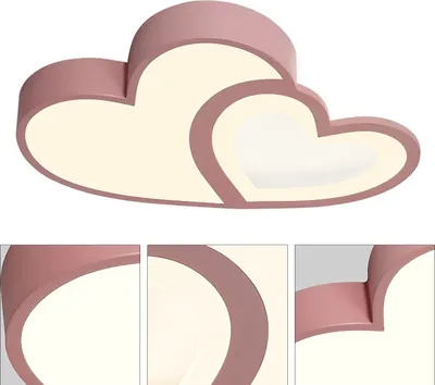 A pink heart-shaped ceiling lamp.