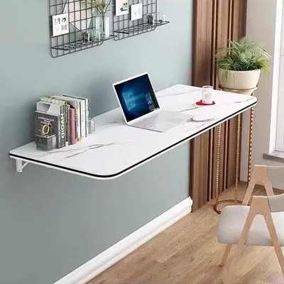 Obrázek produktu pro Nástěnný podpěrný stolek – regál s ocelovým rámem – 70 x 40 cm – bílý