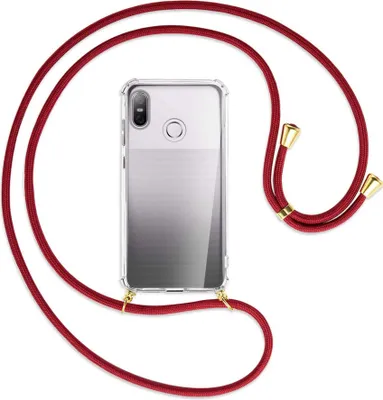 Produktbild von Handykette Backcover-Schutzhülle mit Band (Metall goldfarben) für HTC U12 life - dunkelrot