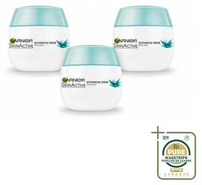Image de 3 x Crème de jour Botanische SkinActive Garnier à l'aloe vera, 50 ml - Pack économique - 3 pièces