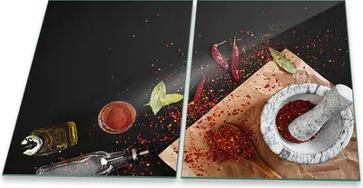 Produktbild von Herdabdeckplatten Glaskeramik Spritzschutz Glas Universal 2-Teilig 2x40x52 Paprika Rot