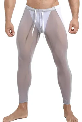 Produktbild von Mesh Leggings Transparentes Design - Herren Muskelleggings - Kordelzug - Elastischer Bund - Netzhose - Perfekt für Fitness/Discoparty