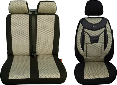 Produktbild von Mercedes Sprinter W907/910 Bj ab 2018 kompatible Schonbezüge (inkl. Doppelsitzbank) in Beige/Schwarz (902)