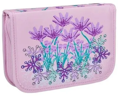 Peračník, s chlopňami, na zips, plný, LEGO "Flowers", ružový, vzorovaný