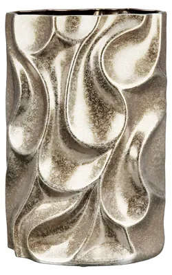 Produktbild von Gilde Vase, "Relief", Keramik, silberfarben, VE 1, L. 14 cm, B. 24 cm, H. 37 cm 28986 4063387289860