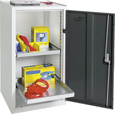 Produktbild von Stumpf Werkzeug- und Materialschrank Serie 3000 lichtgrau / anthrazitgrau + 2 Auszugsböden - 3001571