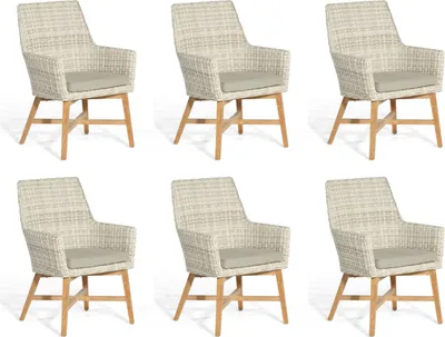 Produktbild von Sonnenpartner 6x Garten-Sessel Helios white-coral Gartenstuhl Teakholz/Polyrattan