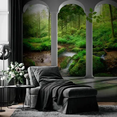 Produktbild von Selbstklebende Folie Fototapete - Pillars and Forest 392x280 cm Landschaften c-C-0187-a-a