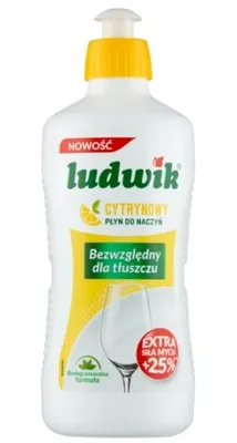 A bottle of dish soap with lemon scent.