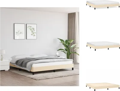 Produktbild von vidaXL Bettgestell Creme 160x200 cm Stoff - Betten & Bettgestelle