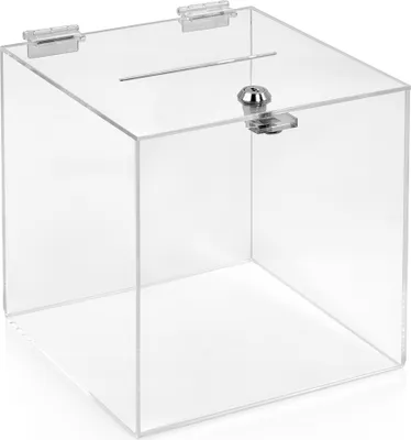 Produktbild von Losbox / Aktionsbox / Einwurfbox / Spendenbox mit Schloss 200x200x200mm aus Acrylglas